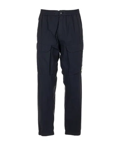 C.p. Company Lens-detailed Trousers In Blue