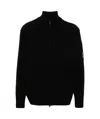 C.p. Company Lens-detailed Zipped Cardigan In Black
