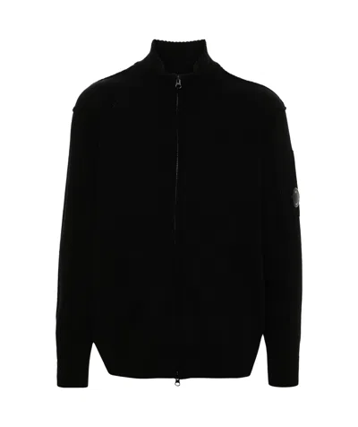 C.p. Company Lens-detailed Zipped Cardigan In Black