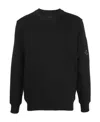 C.p. Company Sweatshirts Crew Neck In Diagonal Raised Fleece In Black