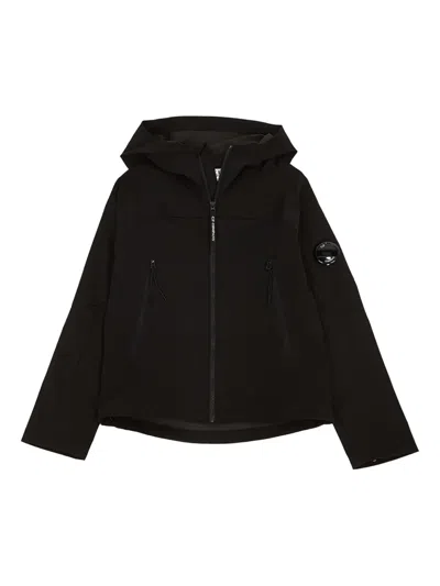 C.p. Company Kids' Lens-embellished Hooded Jacket In Black