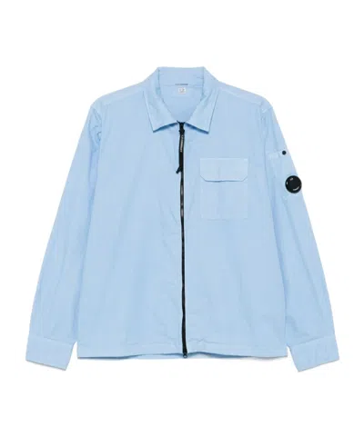 C.p. Company Lens-embellished Shirt Jacket In Blue