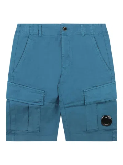 C.p. Company Kids' Lens-embellished Shorts In Blue