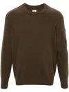 C.p. Company Sea Island Crewneck Lens Sweater In Green