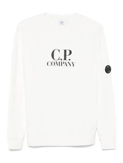 C.p. Company Kids' Logo-print Cotton Sweatshirt In White
