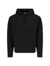 C.p. Company Diagonal Raised Fleece Goggle Zipped Hoodie In Black  