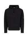 C.p. Company Diagonal Raised Fleece Goggle Zipped Hoodie In Black