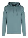 C.p. Company Cotton Sweatshirt Hooded Design Long Sleeves In Light Blue