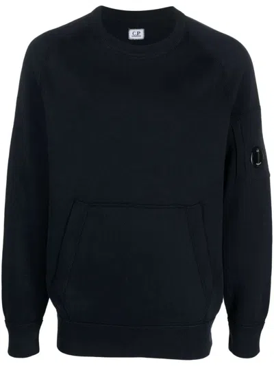 C.p. Company Lens-patch Cotton Jersey Sweatshirt In Black