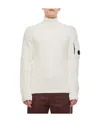 C.p. Company Turtleneck Knit Sweater Arm Pocket In White