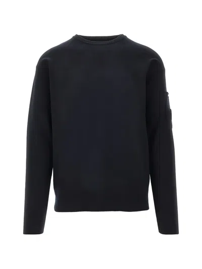 C.p. Company Lens Patch Sweater In Black