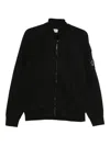 C.p. Company Structured Black Jacket With Ribbed Cuffs In Black