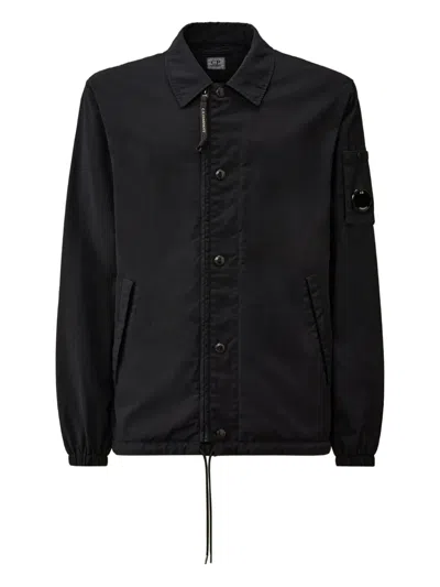 C.p. Company Lens-pocket Button Jacket In Black