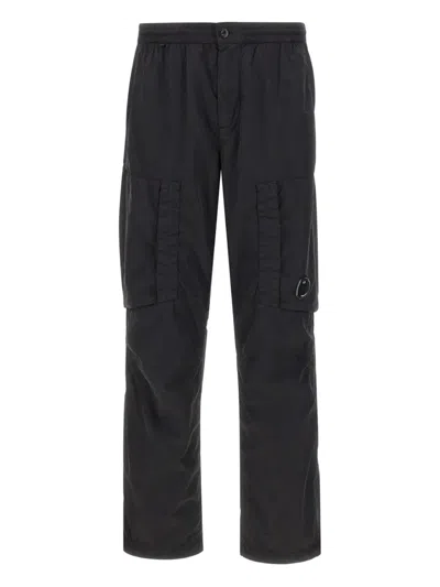 C.p. Company Lens-pocket Cargo Trousers In Black