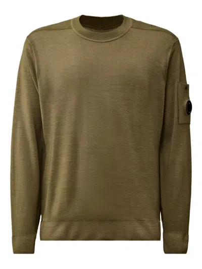 C.p. Company Lens-pocket Sweater In Green
