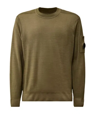 C.p. Company Lens-pocket Sweater In Green
