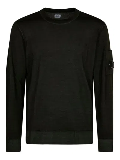 C.p. Company Lens-pocket Wool Sweater In Black