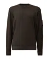 C.p. Company Fine-knit Merino Crewneck Sweater With Patch Pocket Detail In Brown