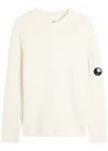 C.p. Company Pistachio Shell Crewneck Sweatshirt With Iconic Branding In White
