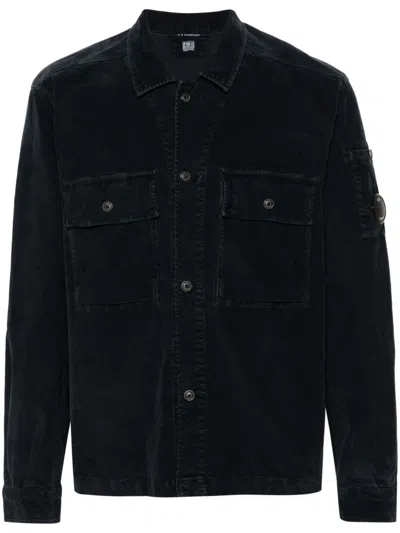 C.p. Company Cp Company Corduroy Buttoned Utility Overshirt In Black