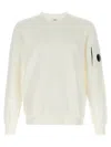 C.p. Company 'diagonal Raised' White Sweatshirt With Lens Motif On The Arm