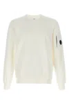 C.p. Company 'diagonal Raised' White Sweatshirt With Lens Motif On The Arm