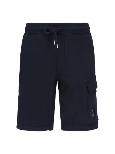 C.p. Company Lens Track Shorts In Total Eclipse