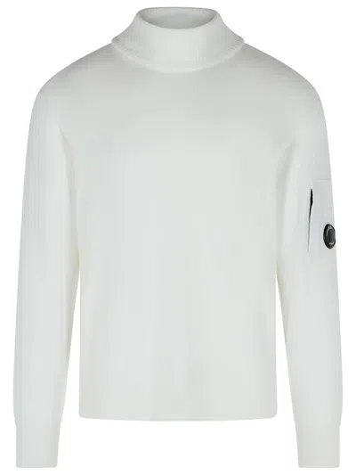 C.P. COMPANY C.P. COMPANY 'LENS' TURTLENECK SWEATER IN WHITE VIRGIN WOOL BLEND MEN