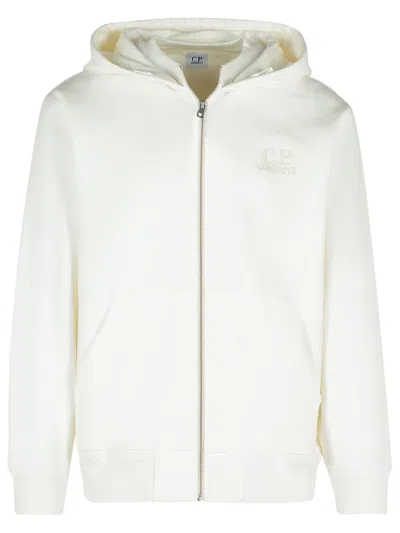 C.p. Company 'lens' White Cotton Sweatshirt Men In Beige