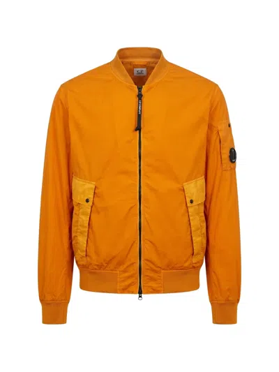 C.p. Company Bi-tm Mixed Lens Bomber Jacket In Orange