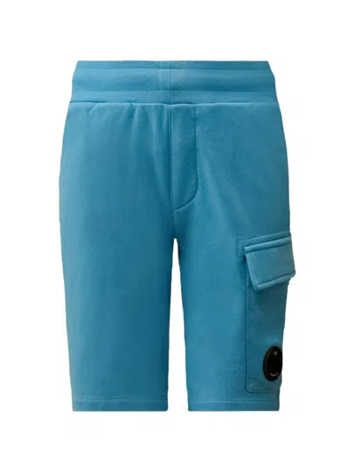 C.p. Company Kids' Lens-detail Cargo Shorts In Blue