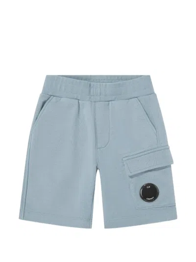 C.p. Company Kids' Lens-detail Cargo Shorts In Blue