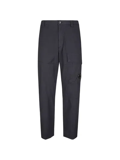 C.p. Company Lens-detail Cotton Cargo Trousers In Gray