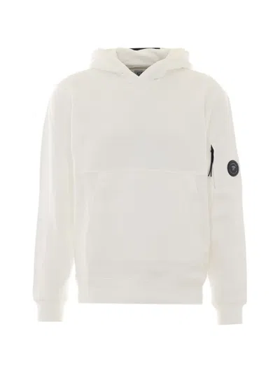 C.p. Company Sweatshirts Sweat Hooded In Diagonal Raised Fleece In White