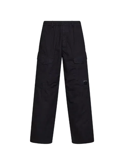 C.p. Company Lens-detail Straight-leg Trousers In Black