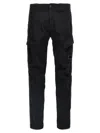 C.p. Company Streamlined Black Cargo Pants With Functional Pockets And Logo Detail In Black