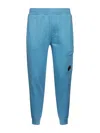 C.p. Company Light Blue Diagonal Raised Fleece Lens Sweatpants In Blue
