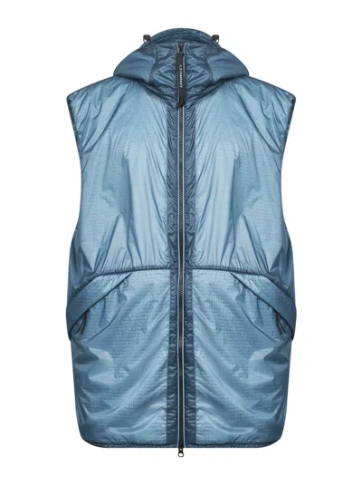 C.p. Company Light Blue Nada Shell Goggle Padded Hooded Vest