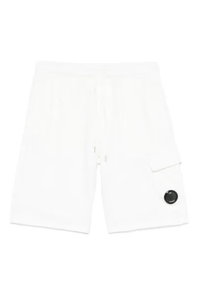 C.p. Company Light Fleece Cargo Lens Shorts In Blu