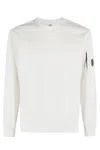 C.p. Company 'diagonal Raised' White Sweatshirt With Lens Motif On The Arm