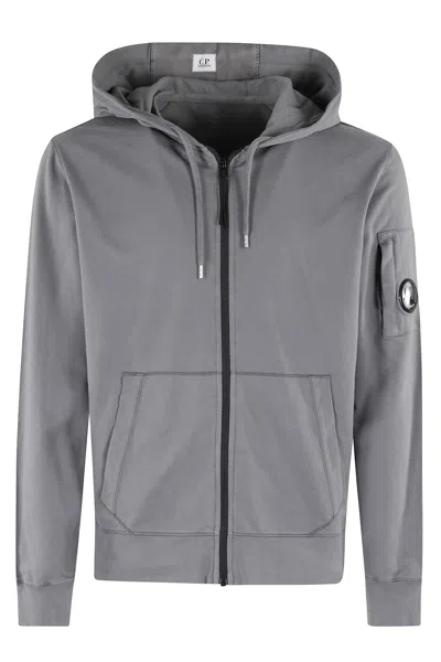 C.p. Company Light Fleece Full Zip Hooded In Grey