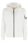 C.p. Company Light Fleece Full Zip Hooded In White