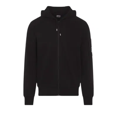 Pre-owned C.p. Company Light Fleece Zip Hooded Lens Sweatshirt 'black' | Men's Size Xl