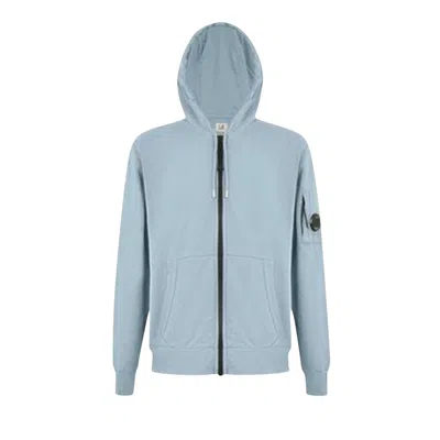 Pre-owned C.p. Company Light Fleece Zip Hooded Lens Sweatshirt 'silver Blue' | Men's Size L