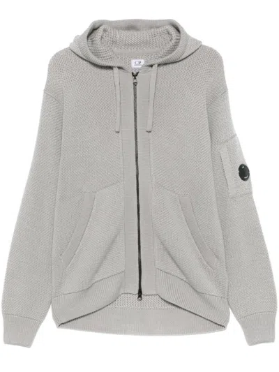 C.p. Company Knitted Zip-up Hoodie In Grey