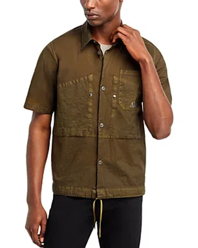 C.p. Company Light Microweave Short Sleeve Shirt Jacket In Ivy Green