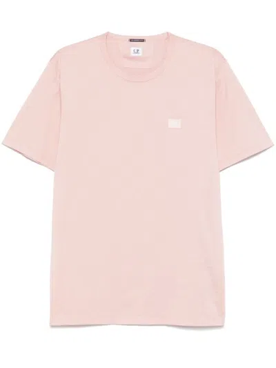 C.p. Company Light Pink Cotton T-shirt With Logo Patch