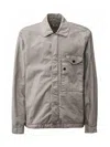 C.p. Company Limestone Grey Overshirt In Wax Linen In Gray