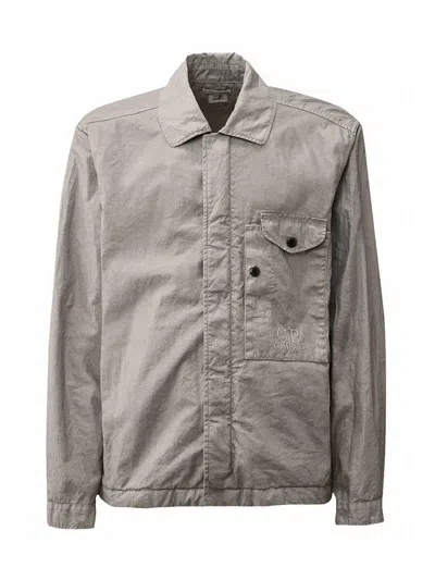 C.P. COMPANY LIMESTONE GREY OVERSHIRT IN WAX LINEN