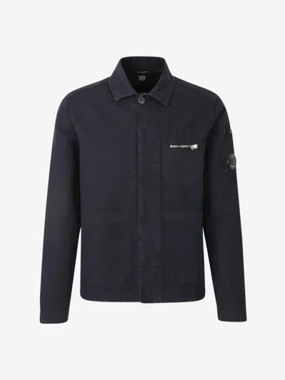 C.p. Company Twill Shirt Jacket In Midnight Blue
